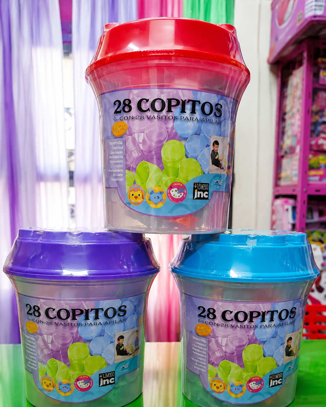 BALDE COPITOS CON 28 VASITOS PARA APILAR
